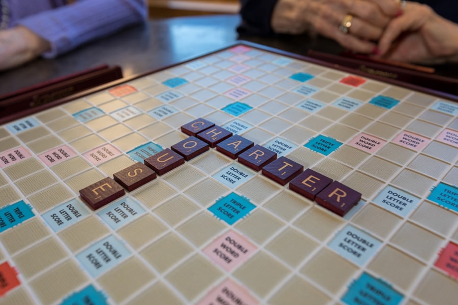 Scrabble Game With Charter House On Board Scrabble Game With Charter House On Board